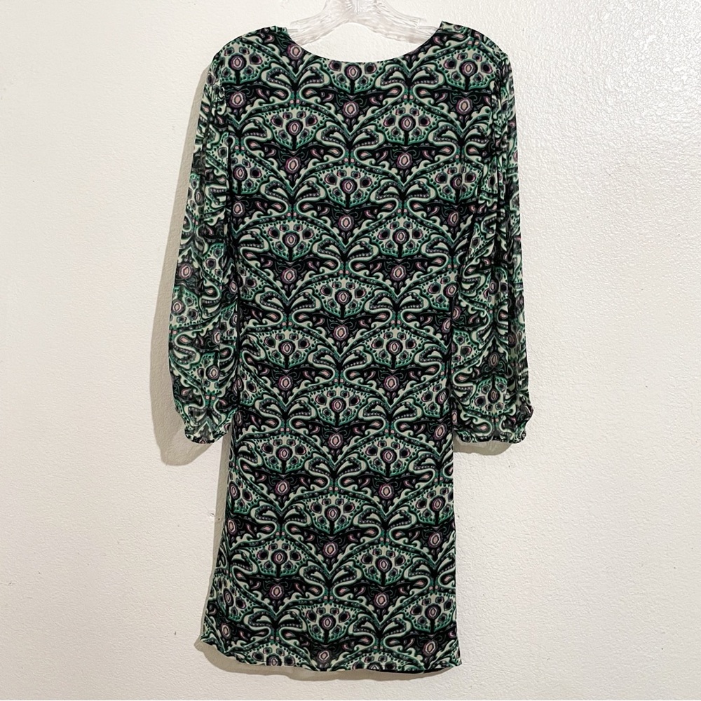 BA&SH Fanny Ruched Mini Dress in Vert Green Paisley‎ Print - Picture 6 of 10
